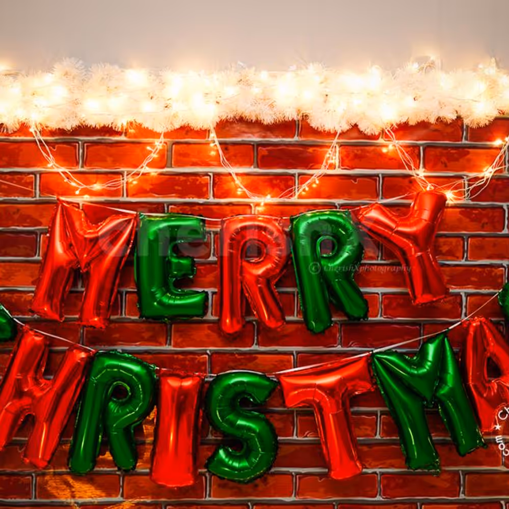 Get a Brick wall Themed Merry Christmas Decor by CherishX for your home, office or school!
