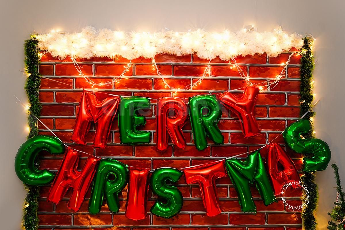 Get a Brick wall Themed Merry Christmas Decor by CherishX for your home, office or school!