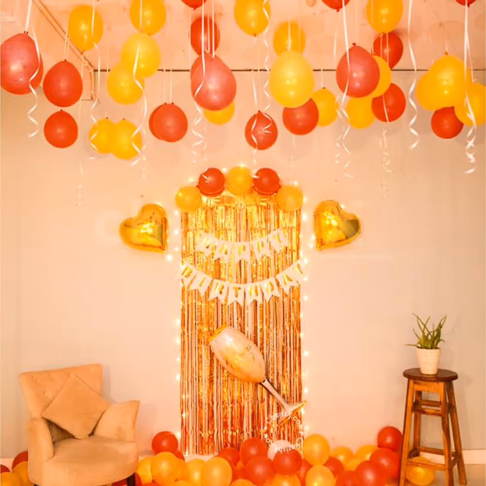 Surprise your close ones with CherishX's Stylish Golden Themed Birthday Decor.