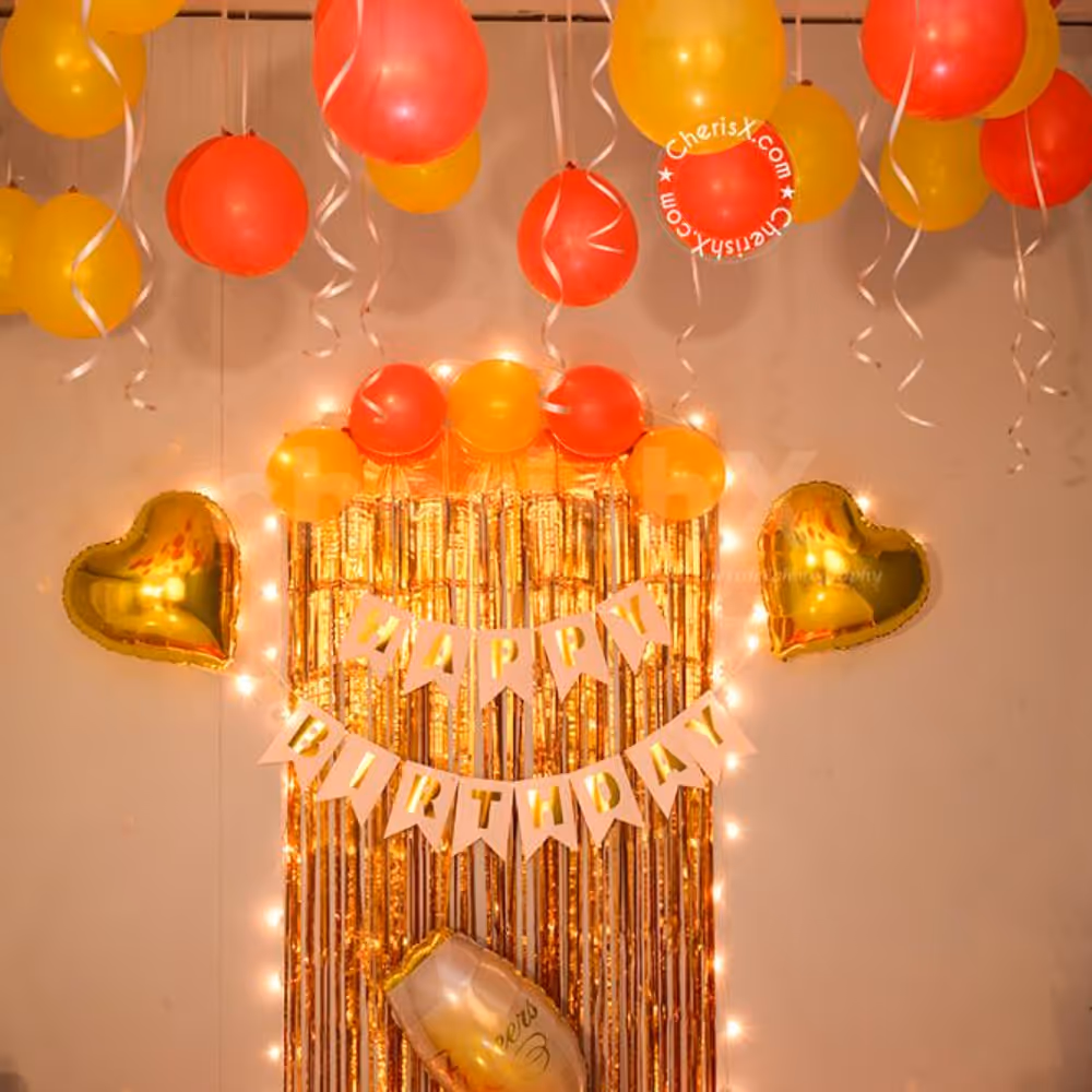Make your close one feel special with CherishX's breathtaking Golden Themed Birthday Decor!