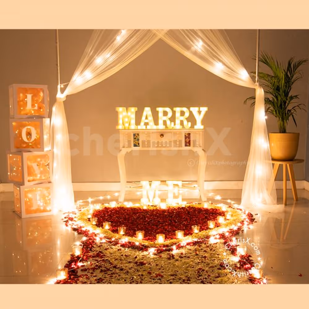 Surprise your better half with this beautiful proposal set up!