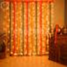 Elegant LED lights and floral garlands for a charming ambiance.