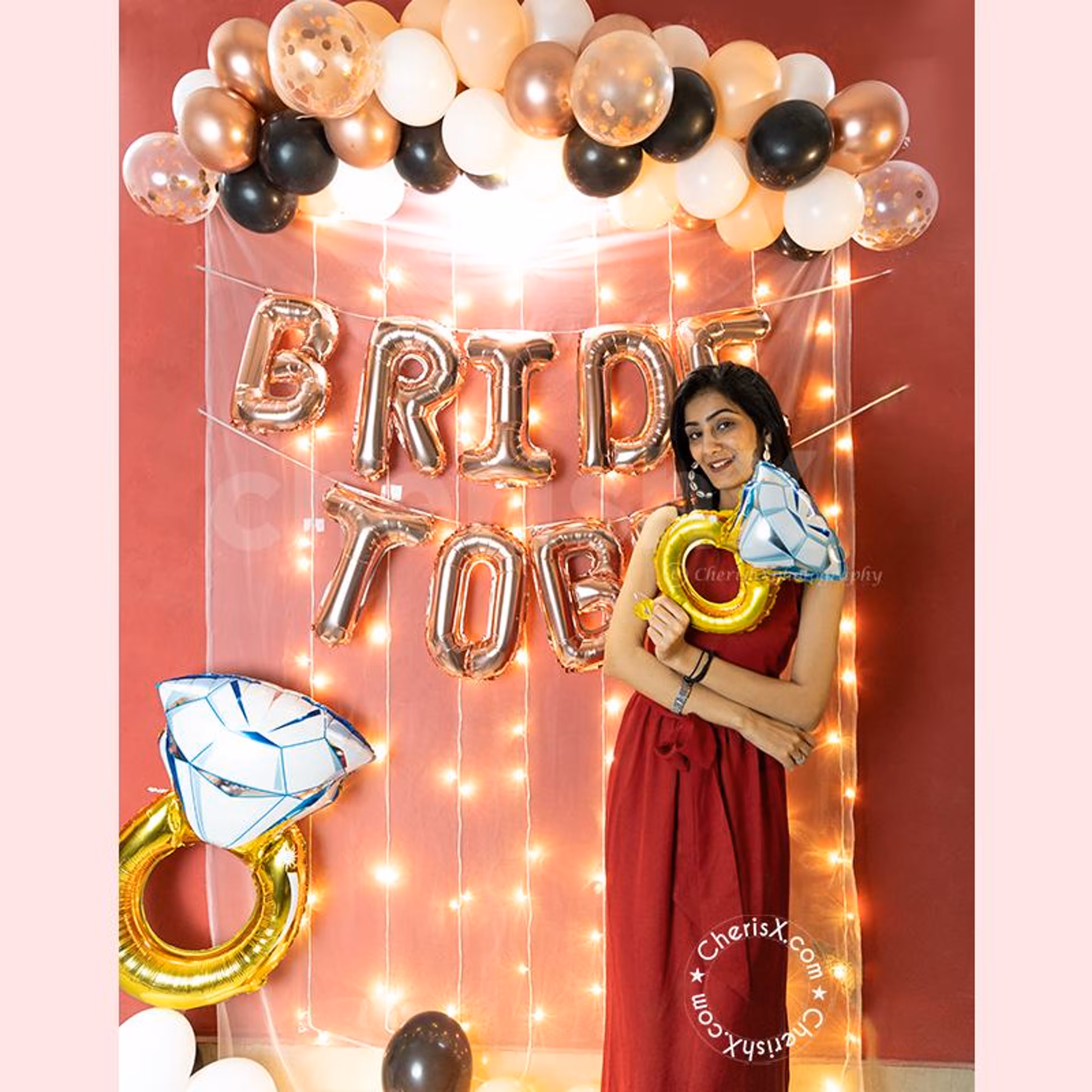 A Gorgeous Rosegold Balloon Decoration for your Bachelorette Party!