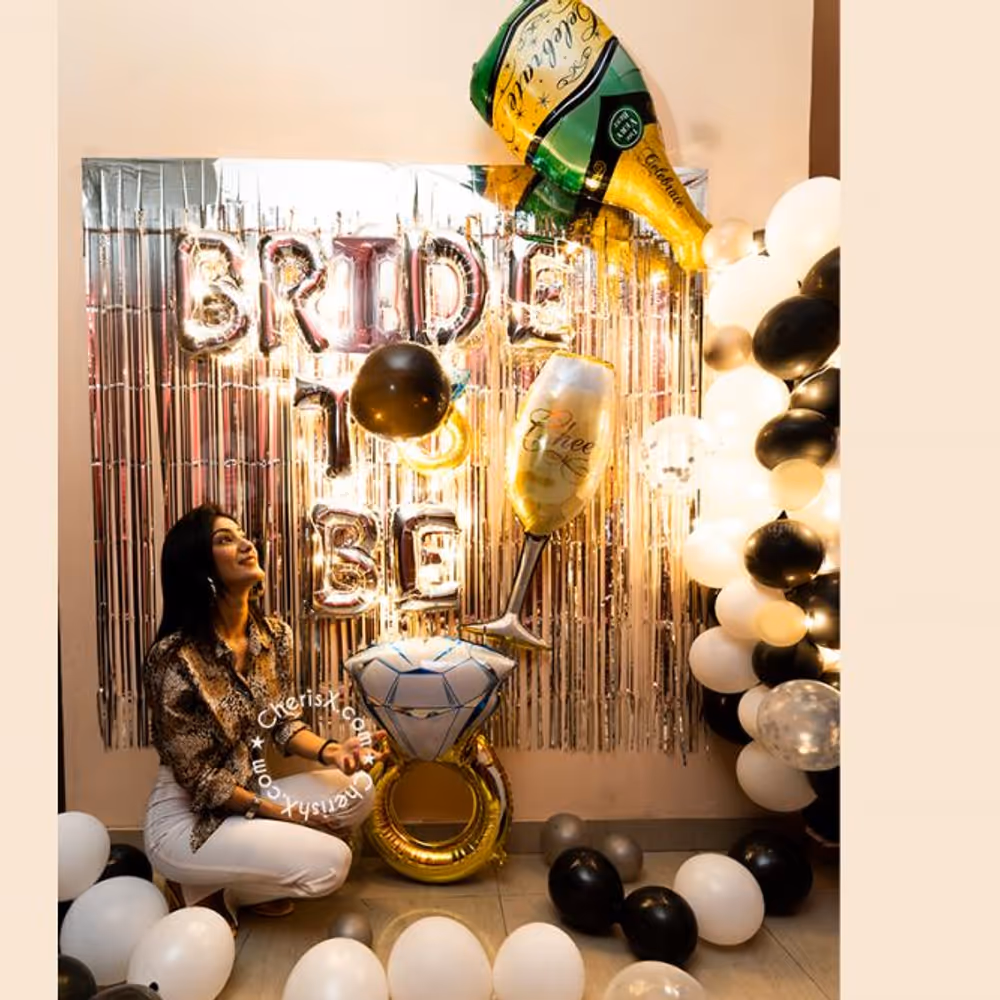 Surprise the Bride-To-be with a stunning Silver Theme Bride-to-be Party Decoration!