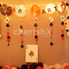 Red and Black Coloured Sign Hanging Streamer with Cards to make the Decor look Amazing