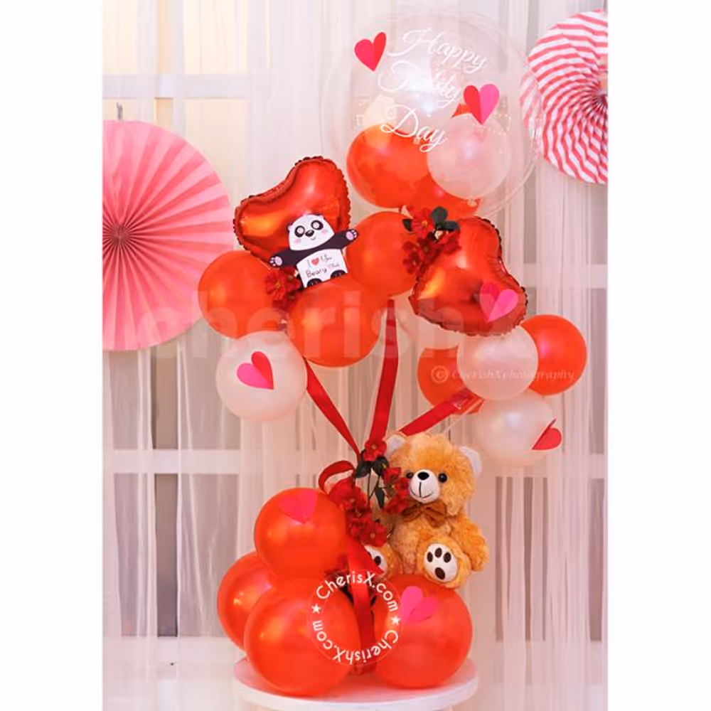 Wish your Love a Happy Teddy Day with an adorable Teddy Balloon Bouquet!