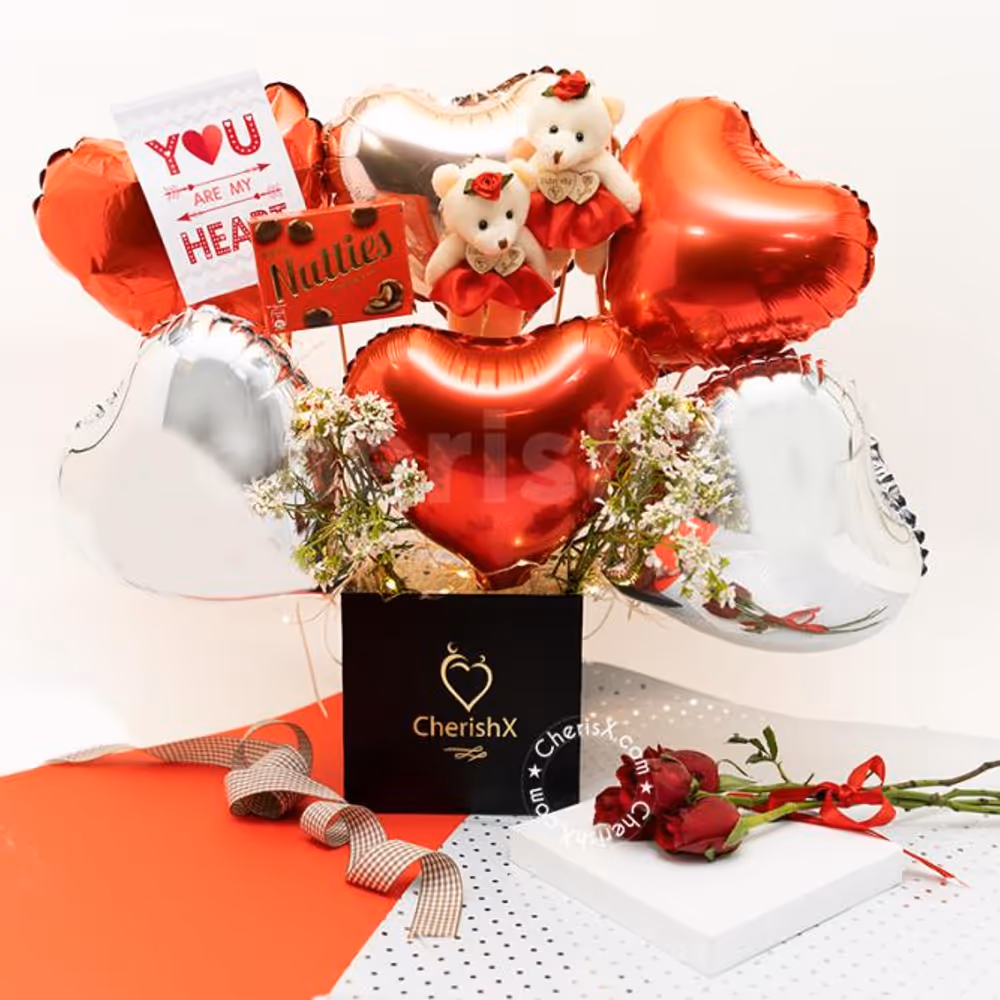 Gift your boyfriend, girlfriend, husband or wife, a beautiful Valentine's Hearts of Love Balloon Bouquet!