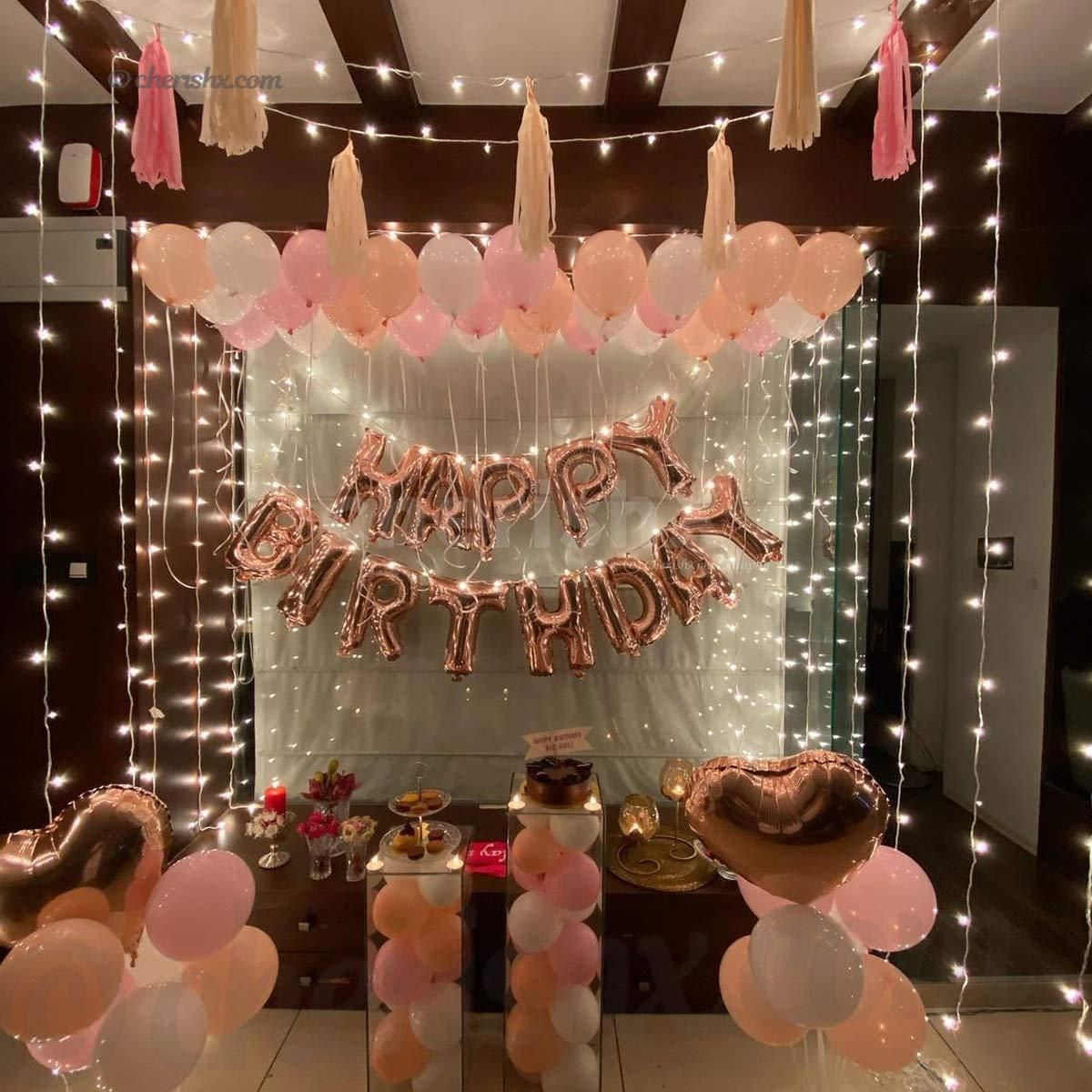 Celebrate your birthday with CherishX's Charming Pastel Rosegold Decor!