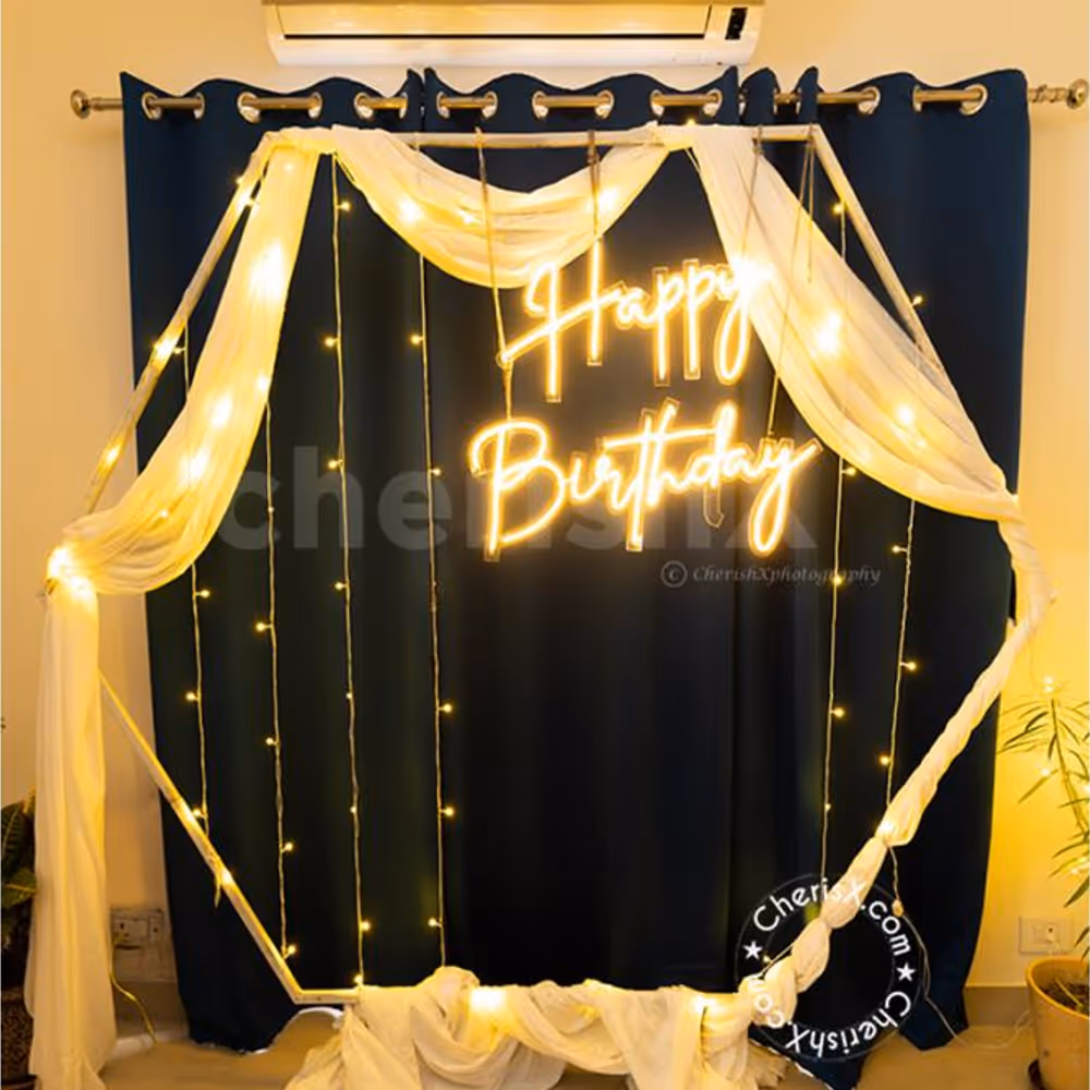 A Stunning White Neon Light Birthday Decor by CherishX.