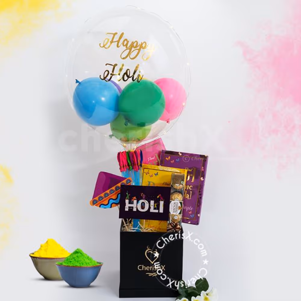Surprise your friends and family with this Colourful Holi Balloon Bouquet.