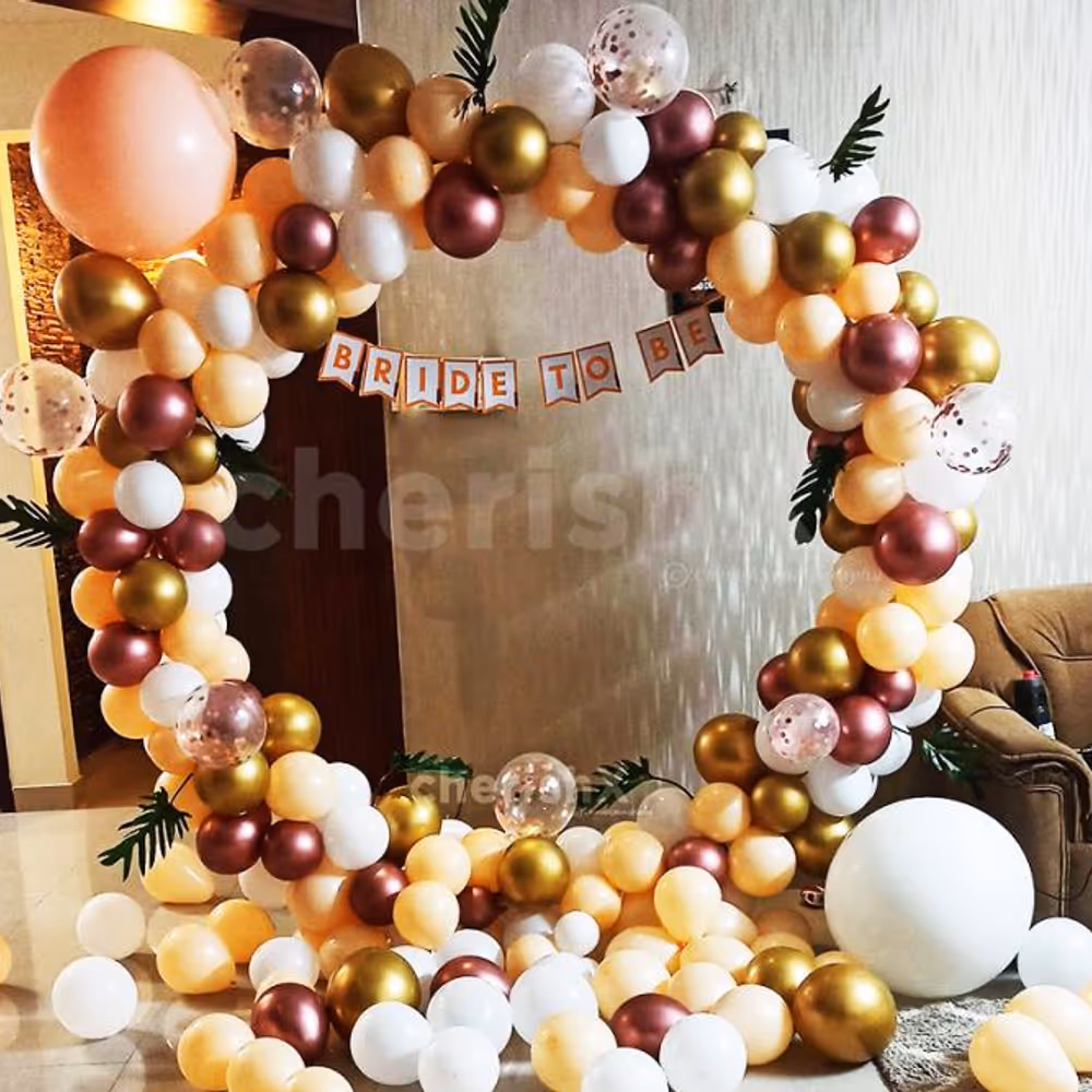 Surprise the Bride-To-be with a stunning Peach and Rose Gold Theme Bride-to-be Party Decoration!