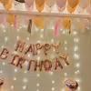 Fairy Lights & Happy Birthday Foil Balloons