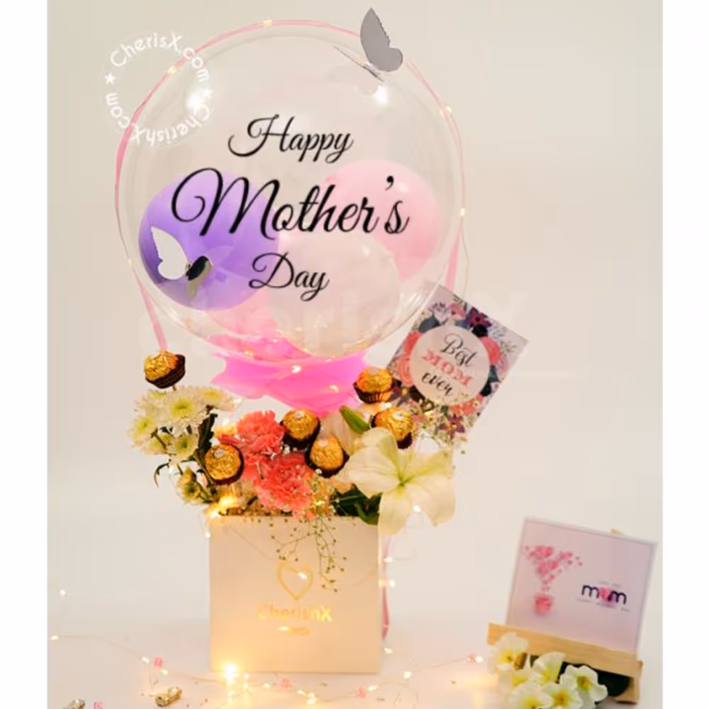 Celebrate Mother's Day 2022 with CherishX's Premium White and Pink Balloon Bucket!