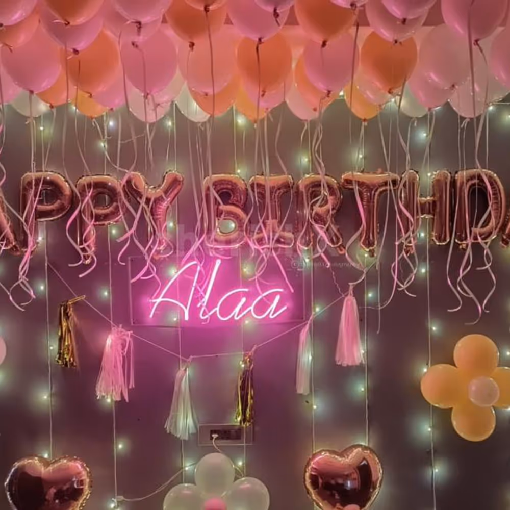 Celebrate your birthday with CherishX's Charming Pastel Rosegold Decor!