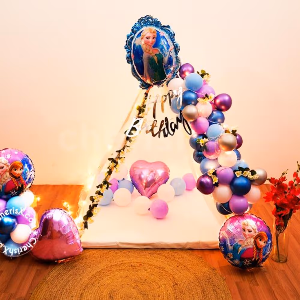 Throw an amazing birthday bash for your child by booking CherishX's Frozen Theme Canopy Decor