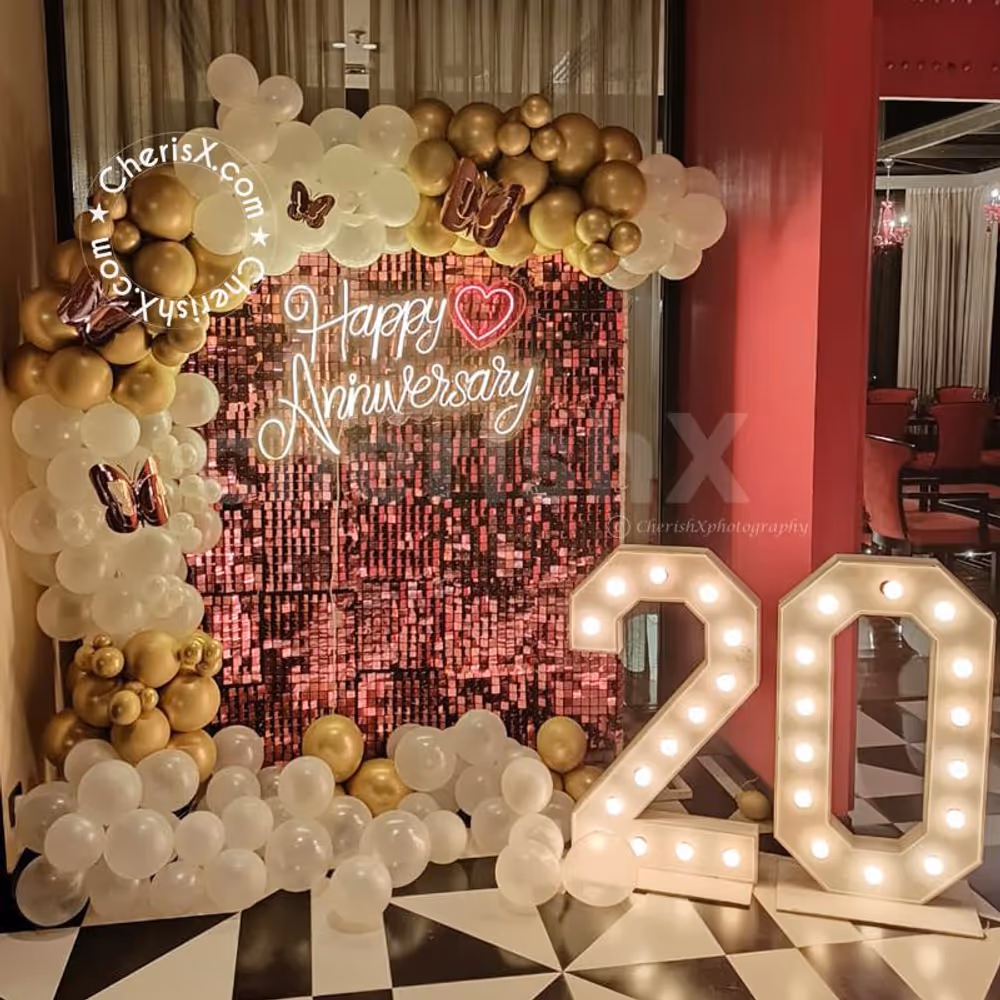 Surprise your close ones with CherishX's Glamorous Rose Gold Anniversary Decor!!