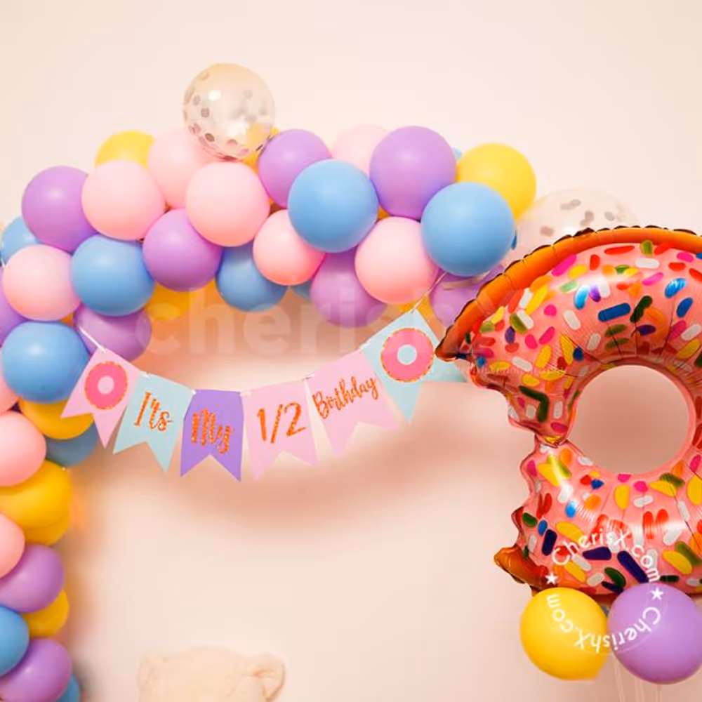 Celebrate your kid's half birthday with CherishX's Donut themed Birthday Decoration!
