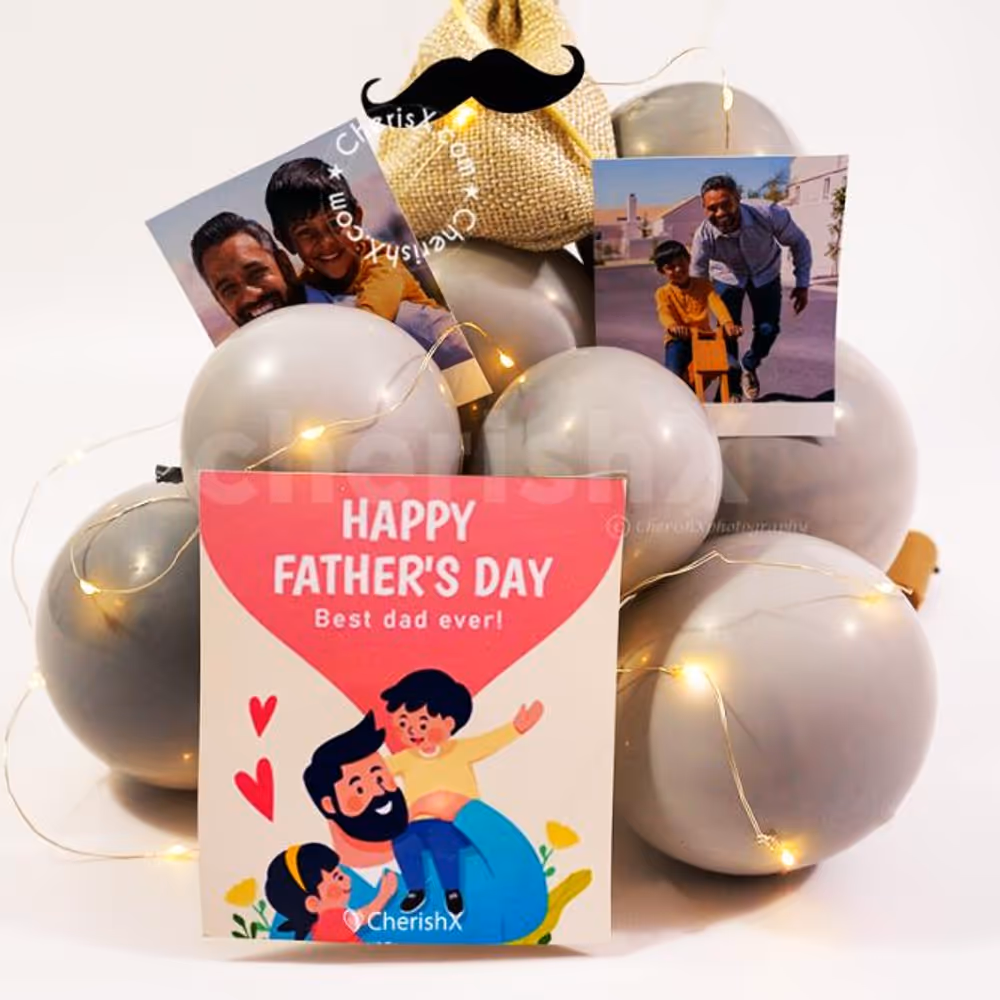 Celebrate Father's Day with this Grey and Black Balloon Bouquet Gift!