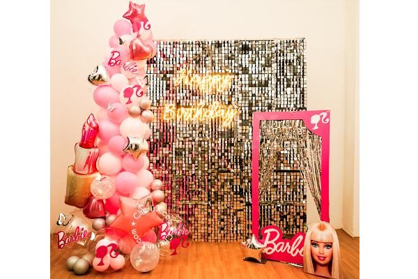 Make your baby girl's birthday special by getting this Shimmer Silver Barbie Themed Decor!