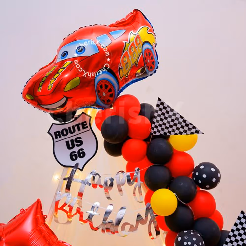 A Classy Car theme Canopy Decor for your Kid's Birthday.