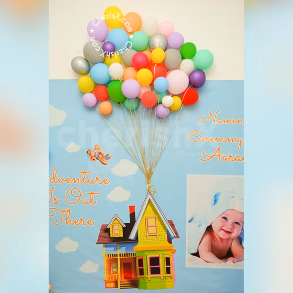 Arrange a beautiful function of naming ceremony with this gorgeous Up Themed Decor by CherishX!
