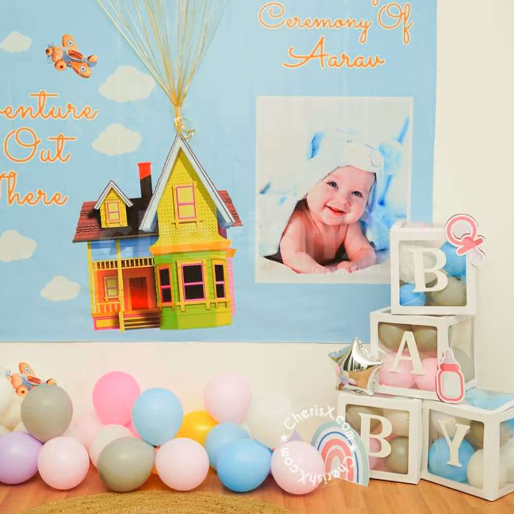Get this gorgeous balloon decoration for your baby naming ceremony!