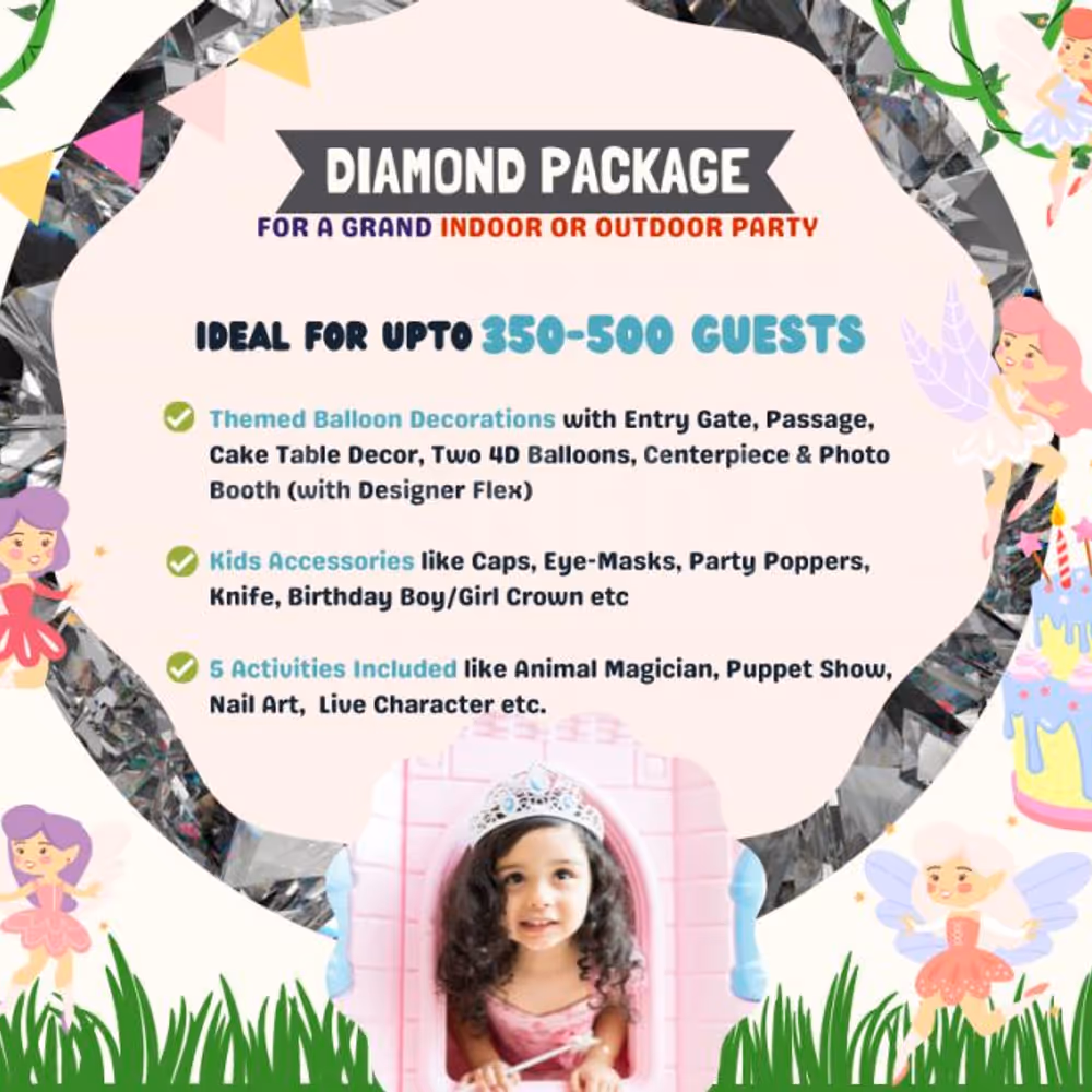 Get a fulfilling Diamond Package for your Kid's Grand Birthday Party.
