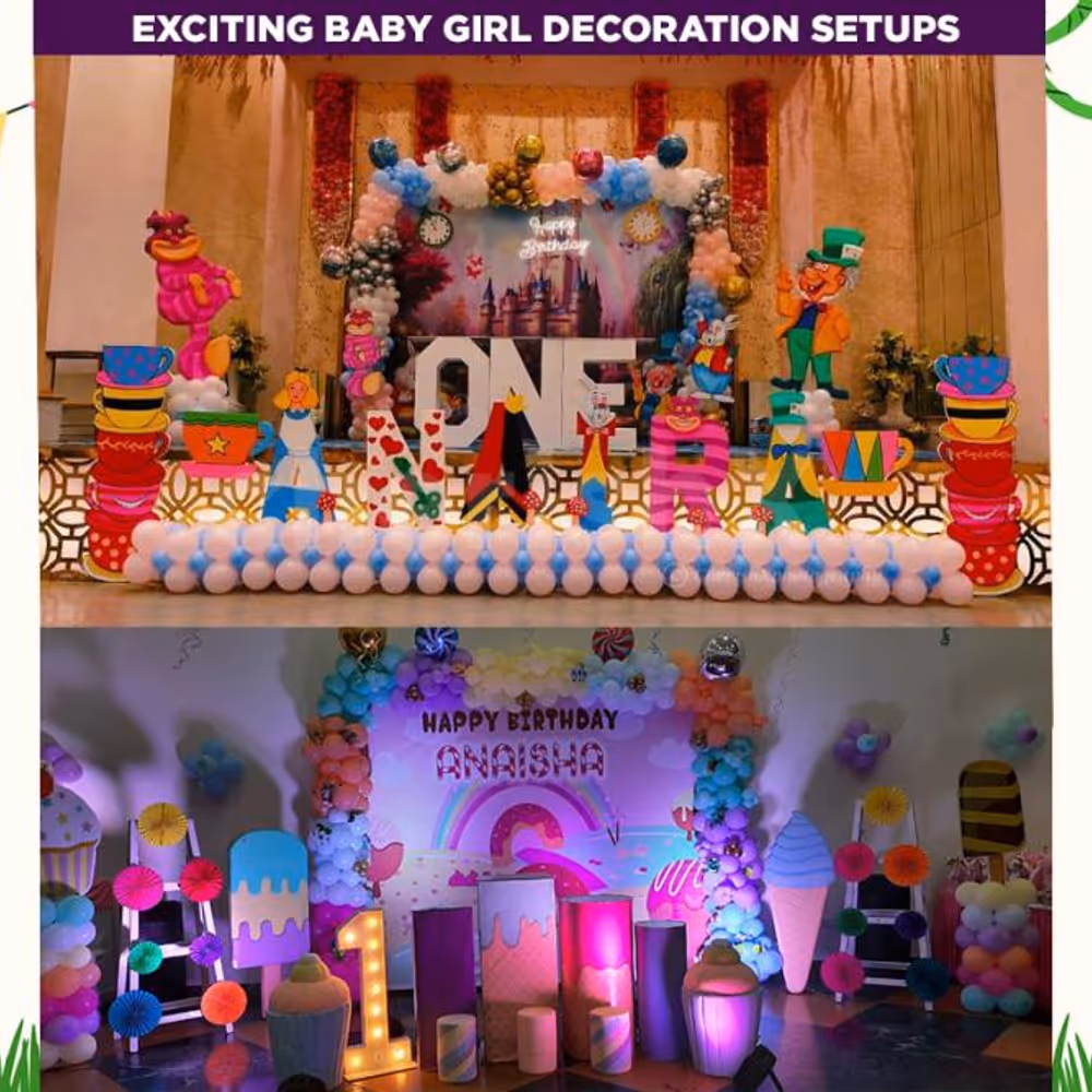 Diamond Kids Birthday Package includes Stage Decoration with Balloon Arch and Wall Flex Banner.