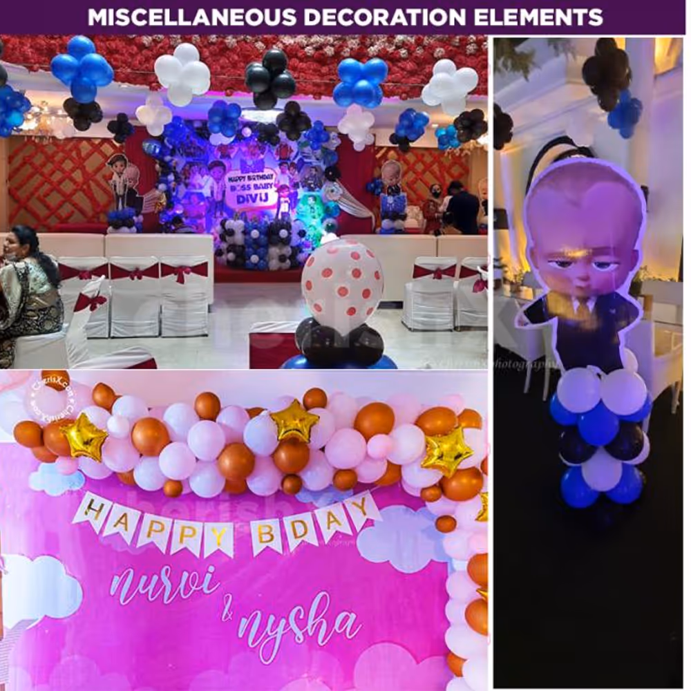 Get Miscellaneous Decoration Elements with your Kids Birthday Party Package.