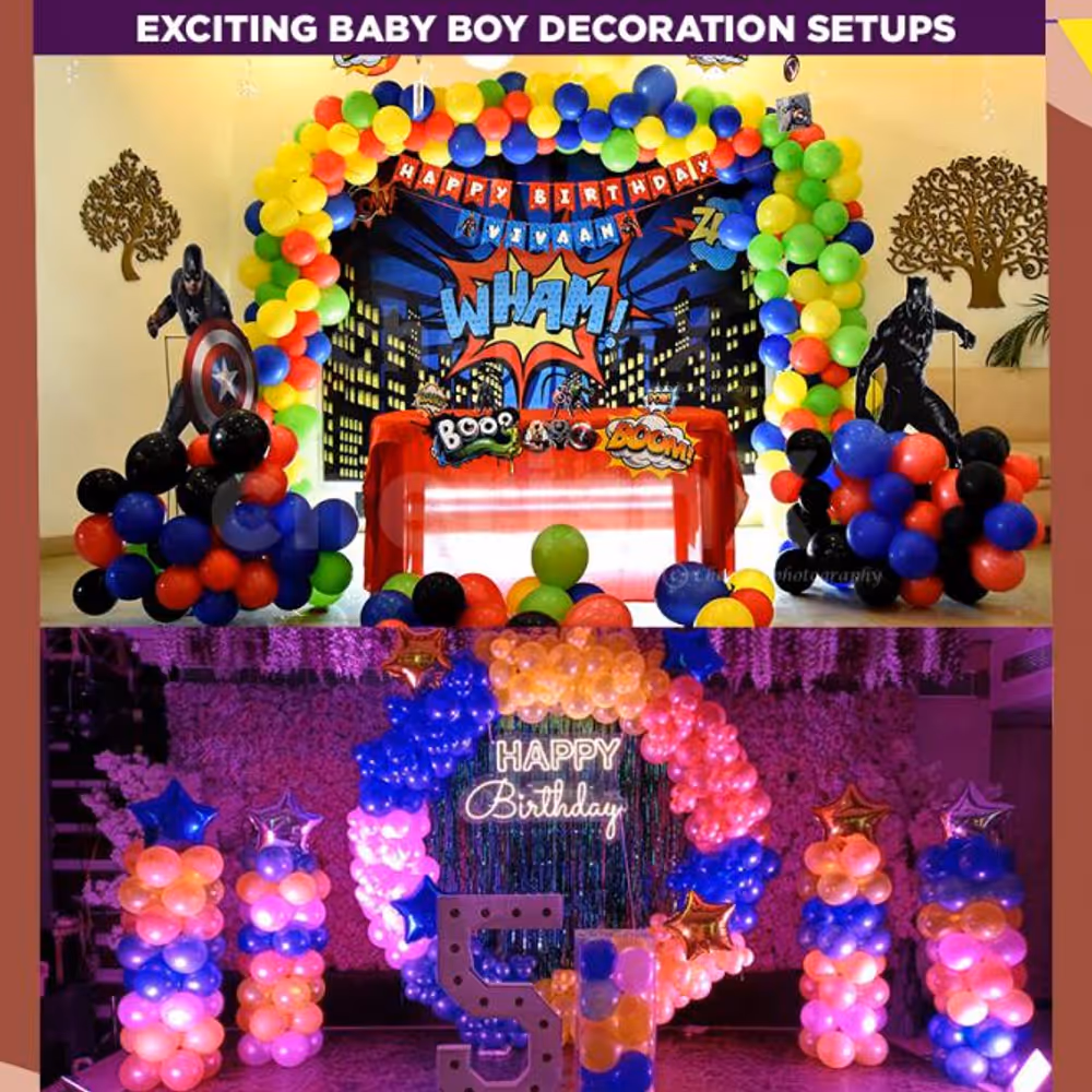 Choose among a variety of Baby Boy Decoration Set Ups.