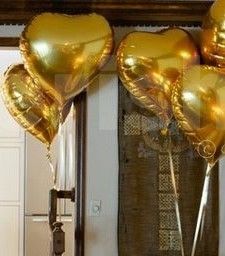 Add Golden Heart Foil Balloon