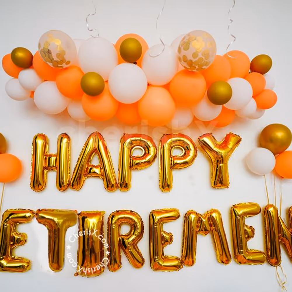 Get your home decorated with White and Peach Theme Retirement Decor for a perfect retirement party!