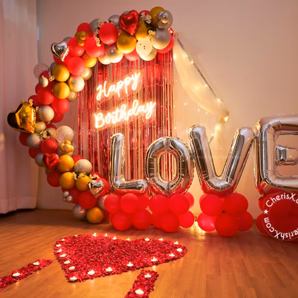 Wish a romantic happy birthday to your love with CherishX's Romantic Birthday Decor!