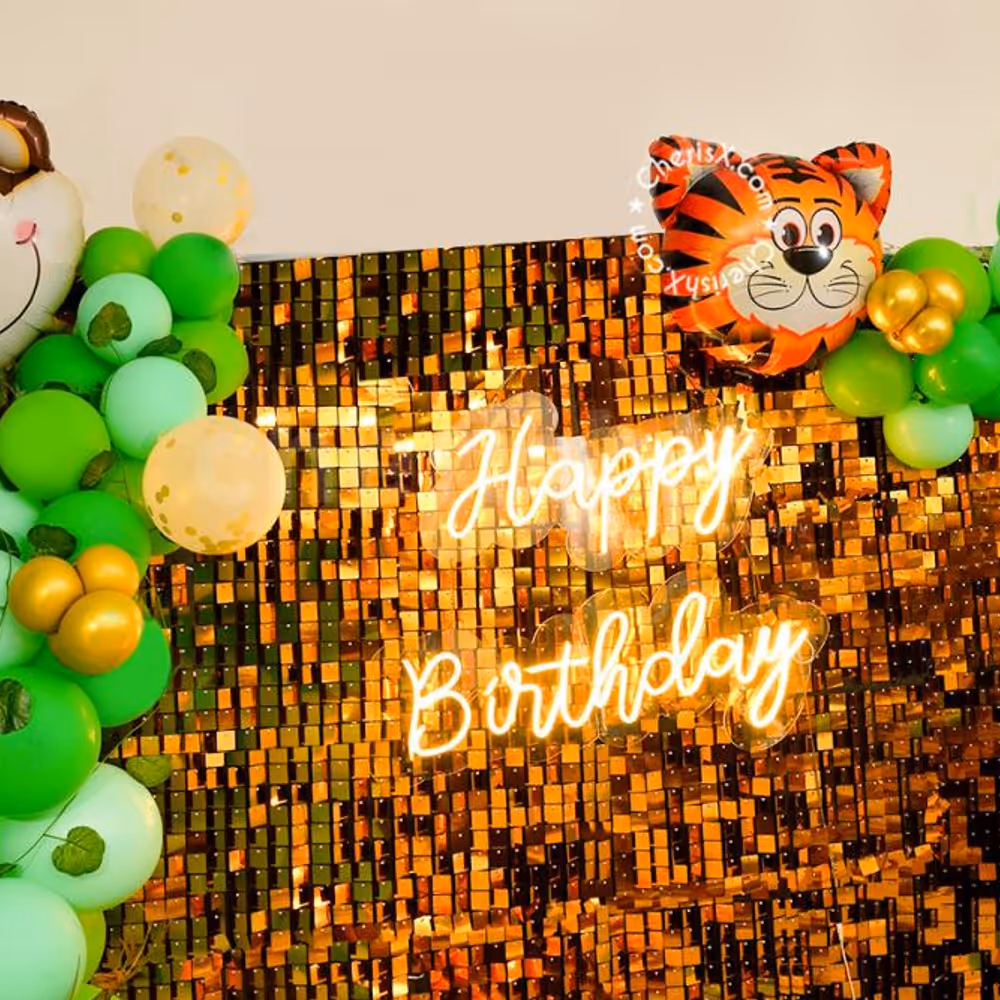 A Shimmer Golden Sequence Jungle Theme Decor by CherishX!