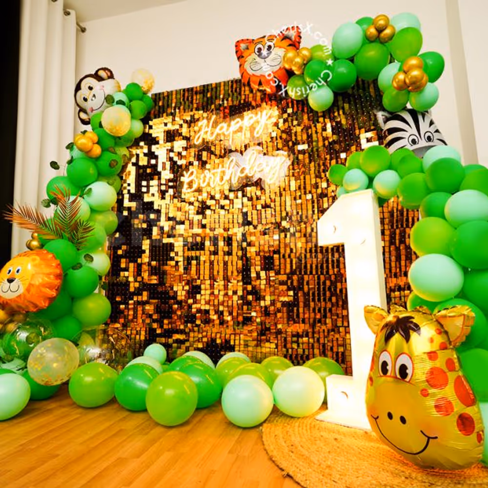 Make your Kids Birthday Party Special with CherishX's Shimmer Jungle theme decor!