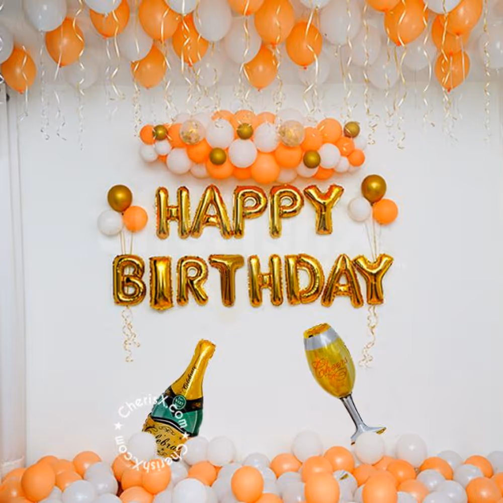 Book a perfect white and peach theme decor for your celebrations.