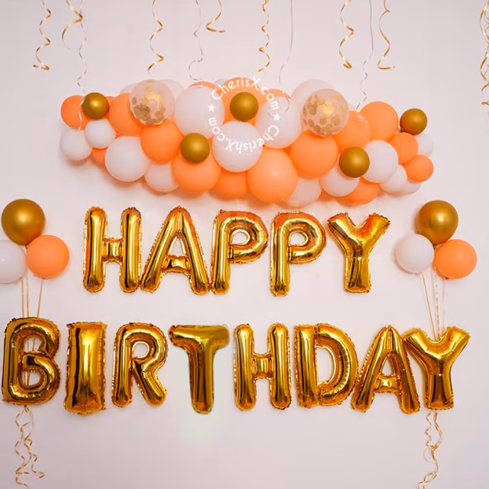 Celebrate birthdays, anniversaries and more with CherishX's White and Peach Balloon Decor.