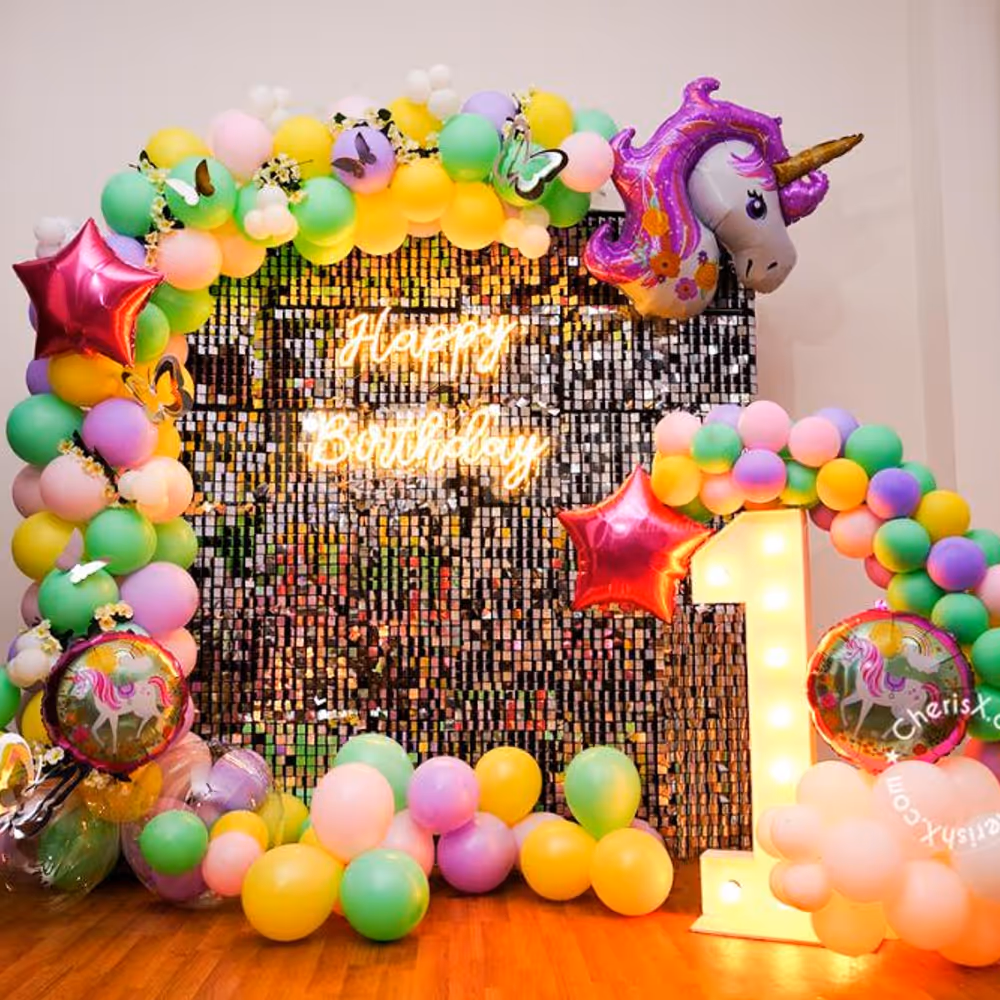 Book a birthday decor for your baby girl's birthday.