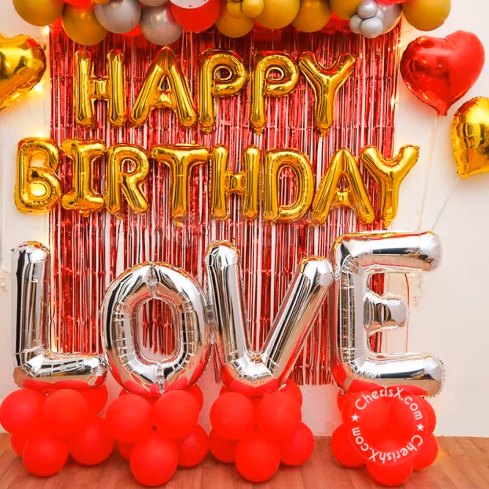 Get your home decorated with Red Theme Romantic Balloon Decor for a perfect birthday party!