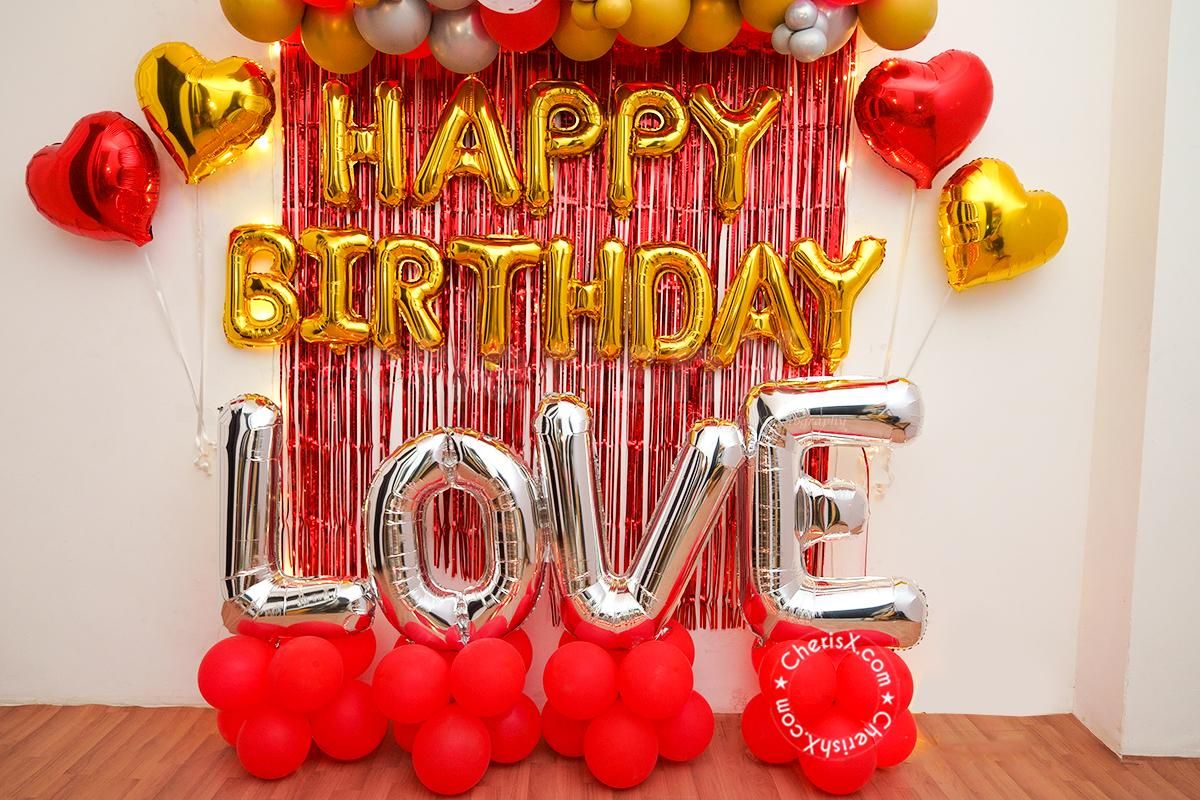 Get your home decorated with Red Theme Romantic Balloon Decor for a perfect birthday party!