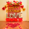 Red Balloon Decoration for Birthday with Flower Petals & LOVE Stand