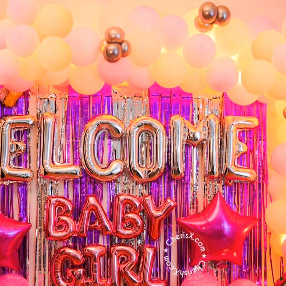Arrange a perfect naming ceremony for your baby girl with CherishX's exclusive balloon decor!