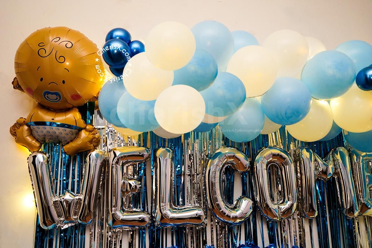 Blue and white themed baby boy decor by CherishX.