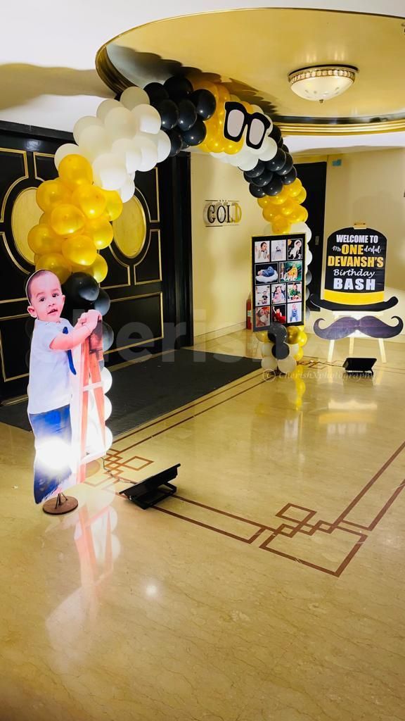 Exclusive Golden Little Man Theme Decoration for Kid's Birthday and Baby Shower Celebrations!