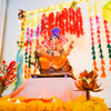 Ganesh Murti placed in the center of the Lantern Themed Decor by CherishX!