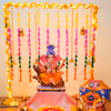 Ganesh Chaturthi Puja Decoration with Tassels Backdrop