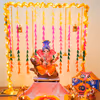 Ganesh Chaturthi Puja Decoration with Tassels Backdrop