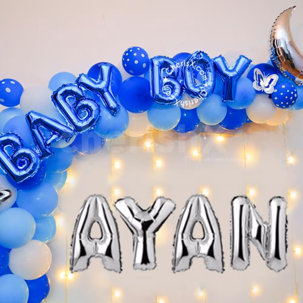 Make the naming ceremony of your baby boy memorable with ChershX's Blue themed balloon decoration!