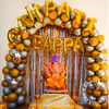 A Murti of Ganesha placed in the center of the Balloon arch.