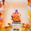 Ganesh Puja Room Decoration with Red, Purple, White Balloons